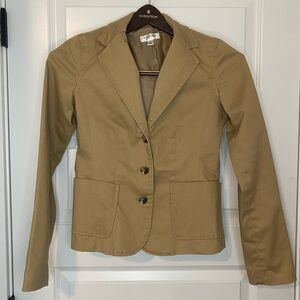 ~ Vintage Y2K Isaac Mizrahi Casual Blazer Size S Khaki Tan Scandi Girl Tailored